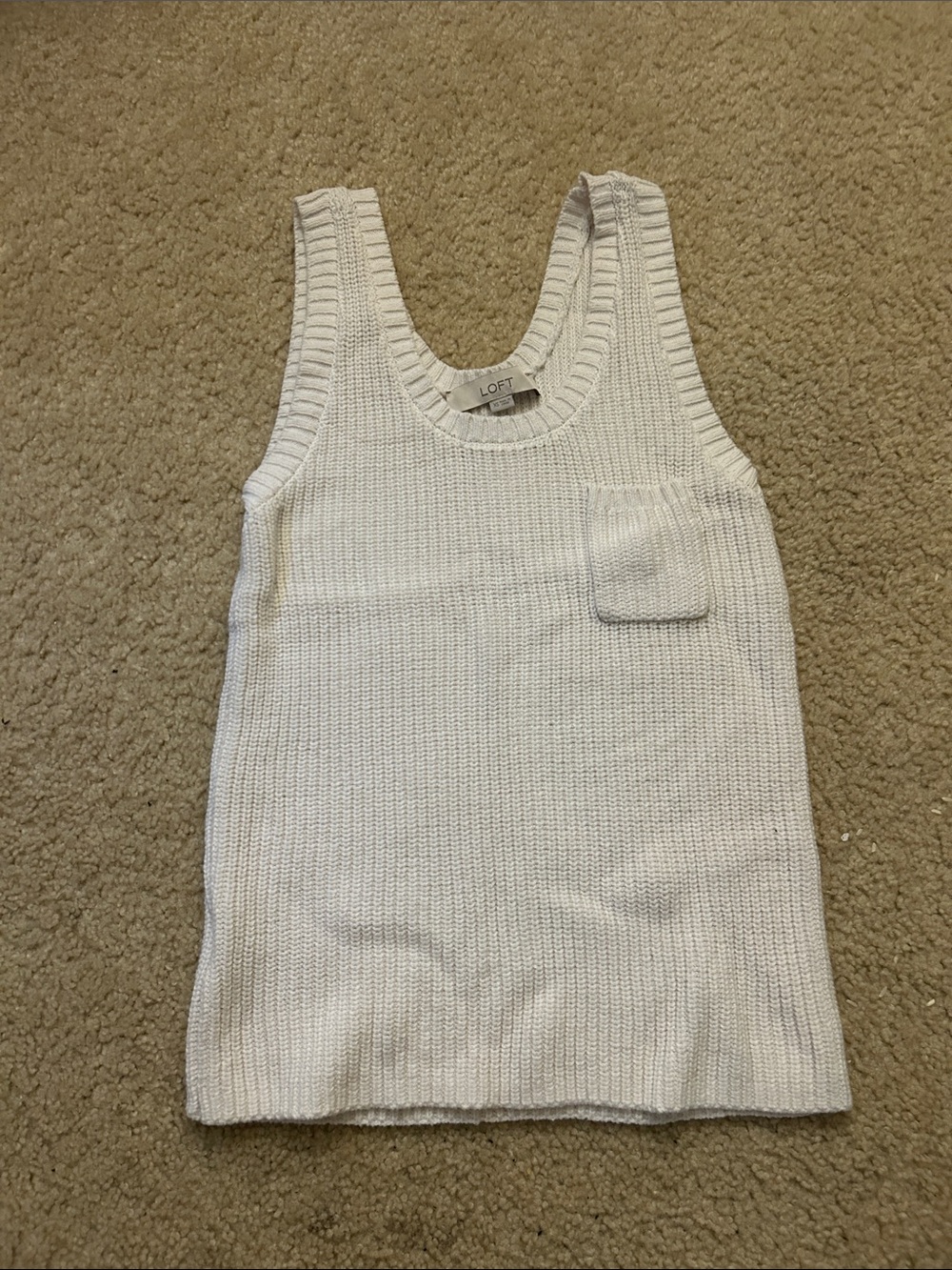 LOFT Cream Ribbed Knit Tank